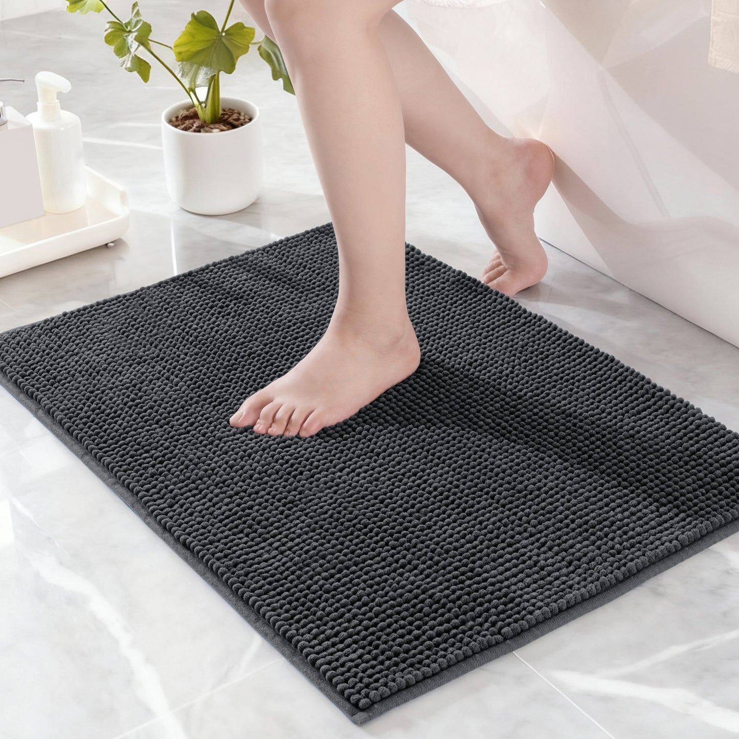 Exclusivo Mezcla Bathroom Rugs Mat 20x30, Extra Soft Absorbent Chenille Bath Rugs Mat, Quick Dry, Machine Washable Bath Mats for Bathroom Floor, Shower, Home Decor, Grey