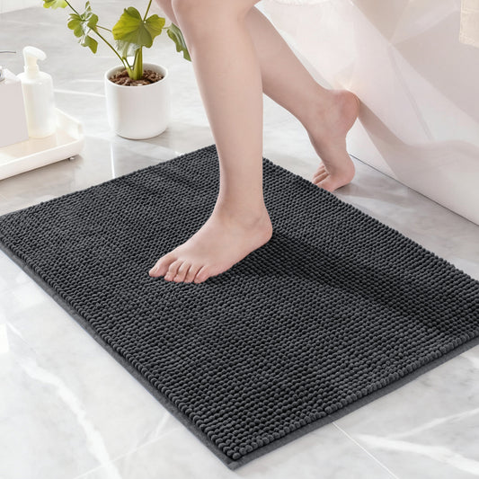 Exclusivo Mezcla Bathroom Rugs Mat 20x30, Extra Soft Absorbent Chenille Bath Rugs Mat, Quick Dry, Machine Washable Bath Mats for Bathroom Floor, Shower, Home Decor, Grey