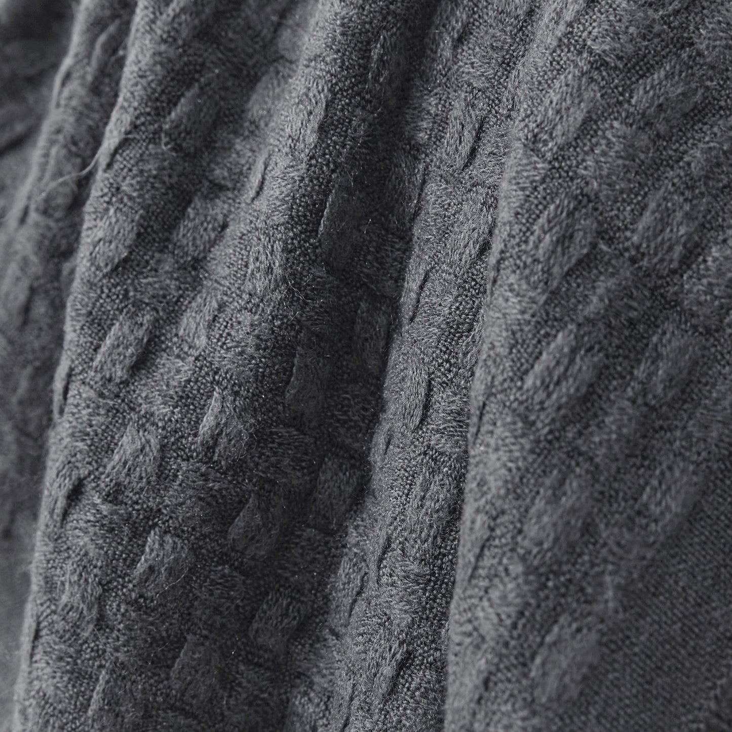 Exclusivo Mezcla Knitted Throw Blanket with Fringes for Couch, Soft and Warm Textured Throw for All Season, Lightweight Breathable Room Decor, Dark Grey, 50??x60??,Exclusivo Mezcla"