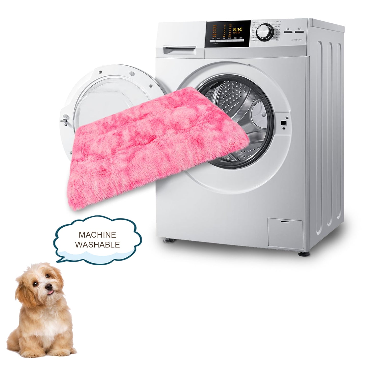 Exclusivo Mecla Soft Plush Dog Bed Crate Mat for Small Dogs (32*22*4 in), Faux Fur Fluffy Dog Pet Cat Kennel Pad with Anti-Slip Bottom, Machine Washable Gradient Pink