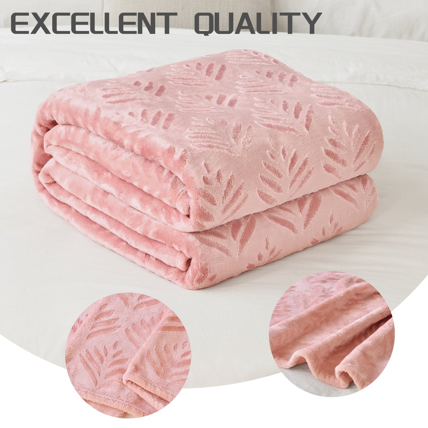 Exclusivo Mezcla King size Fleece Blanket for Bed, Super Soft and Warm Pink Blankets for All Seasons, Plush Fuzzy and Thick Flannel Fleece Bed Blanket, 90x104 Inch