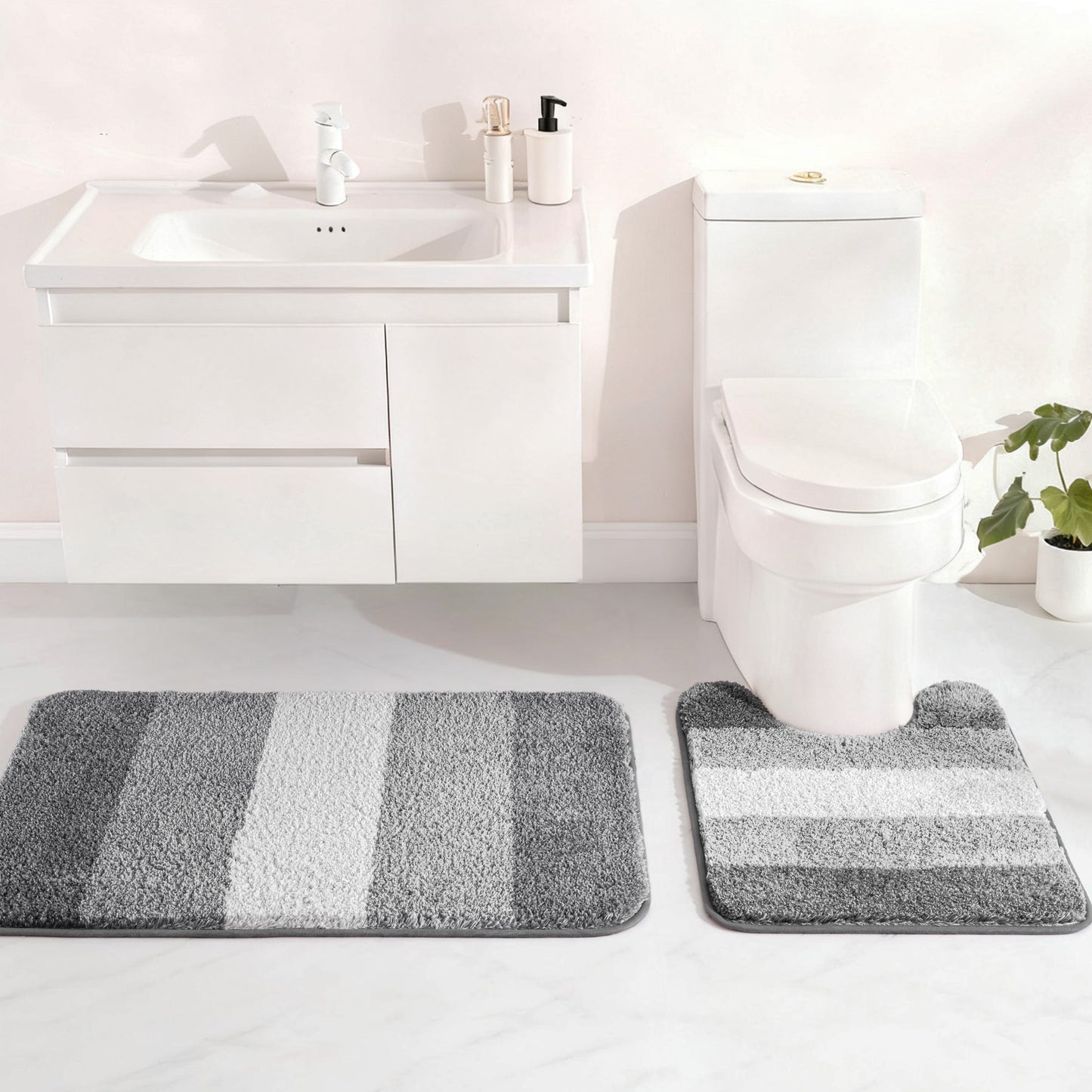 Exclusivo Mezcla Bathroom Rugs Mat 24x70, Extra Soft Non Slip Absorbent Water Microfiber Bath Rugs, Machine Washable Quick Dry Bath Mats for Bathroom Floor, Shower, Home Decor, Gradient Grey