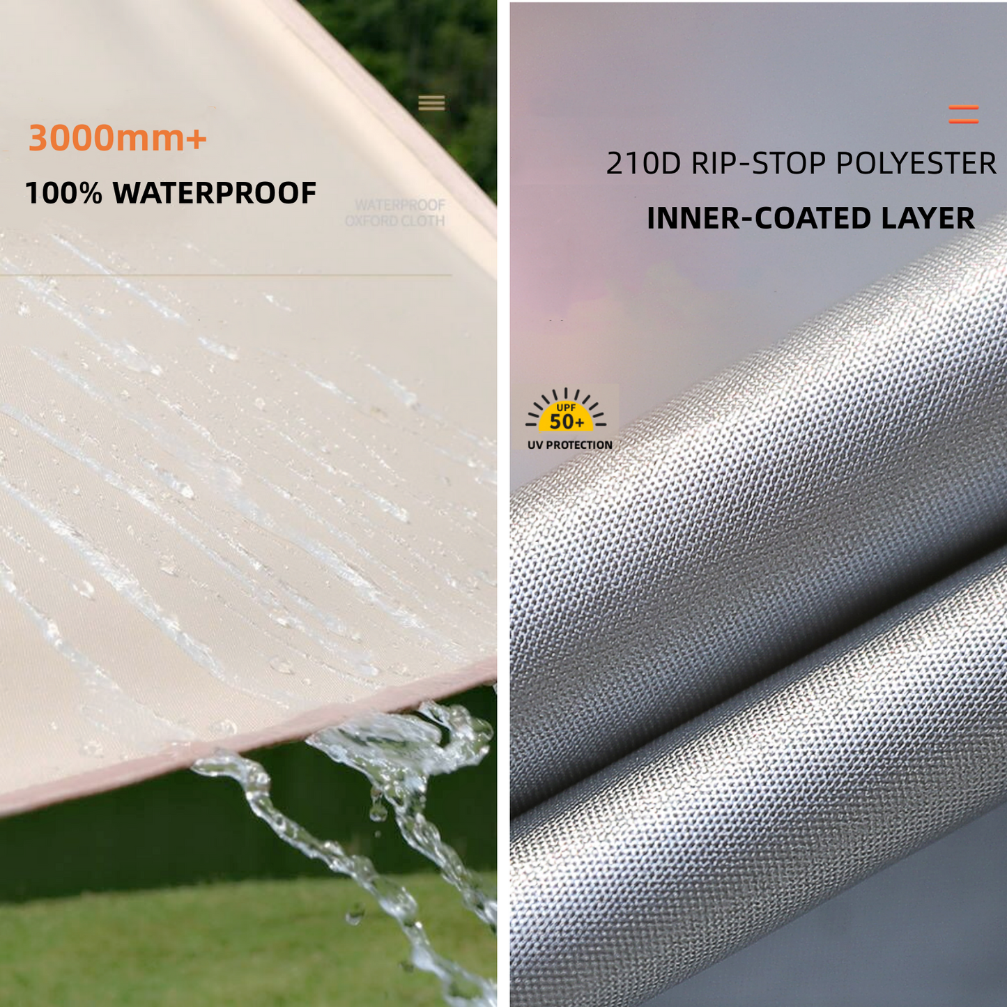 Exclusivo Mezcla Rain Fly Camping Tarp 3000mm+ Ultra Waterproof Resistant Sun Shade Lightweight Hammock Tent Tarp with Multifunctional Camping Accessories (10X10 ft Grey)
