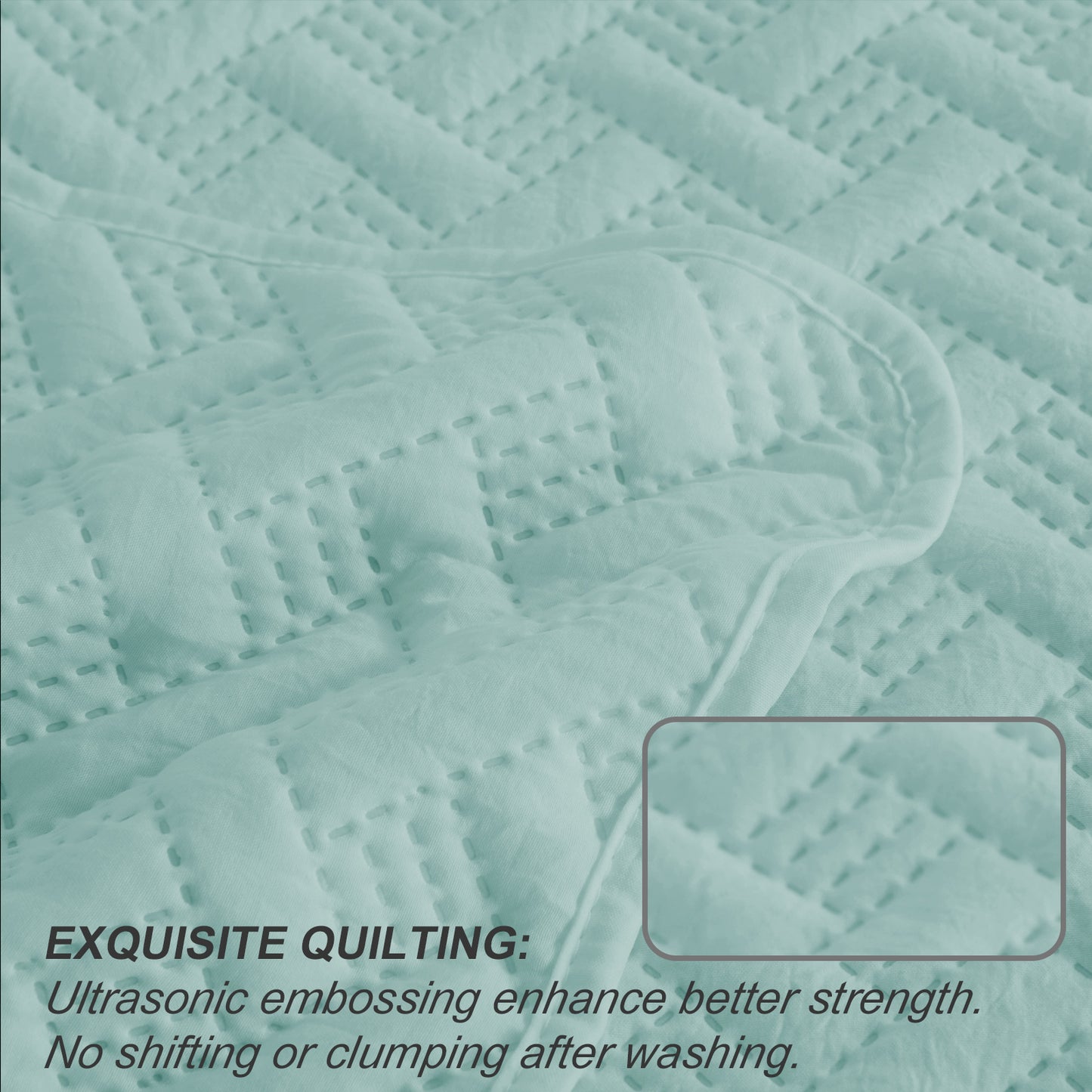 Exclusivo Mezcla 2-Piece Aqua Twin Size Quilt Set, Weave Pattern Ultrasonic Lightweight and Soft Quilts/Bedspreads/Coverlets/Bedding Set (1 Quilt, 1 Pillow Sham) for All Seasons
