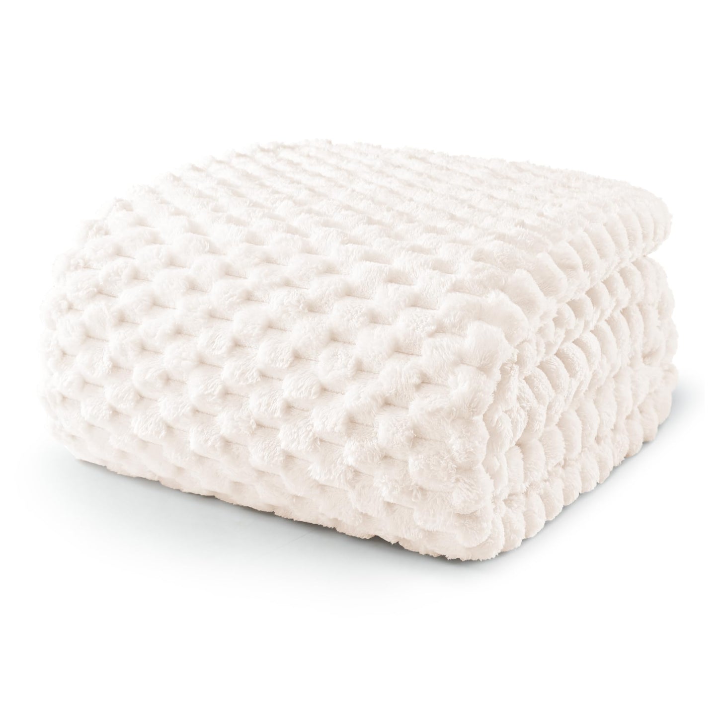 Exclusivo Mezcla Fleece California King Blanket for Bed, Oversized Fuzzy Ivory Bed Blankets, Soft Cozy Plush Sofa Throws for All Seasons, 120x120 Inches