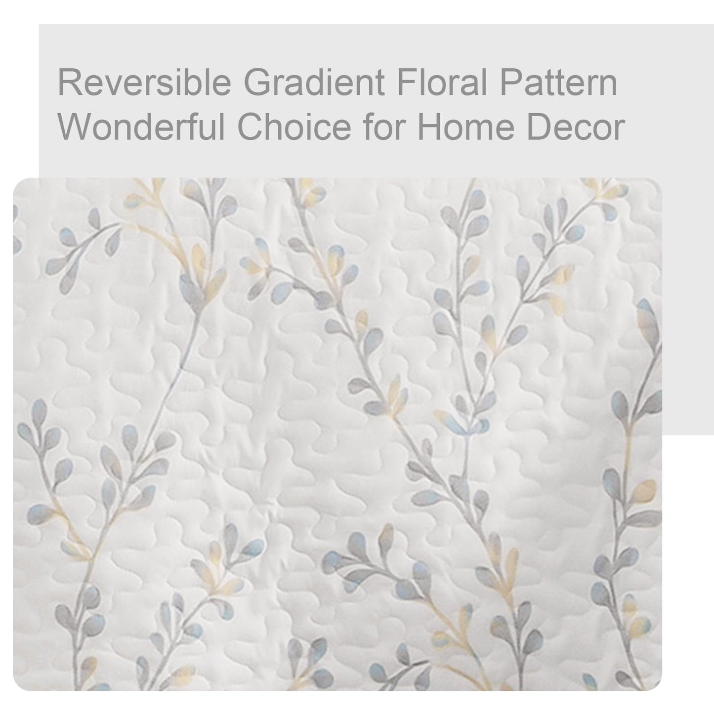 Exclusivo Mezcla Microfiber Queen Size Quilt Set, 3 Piece Lightweight Bedspreads/ Coverlet/ Bedding Set with 2 Pillow Shams, Gradient Floral Pattern, (96"x 92", White)
