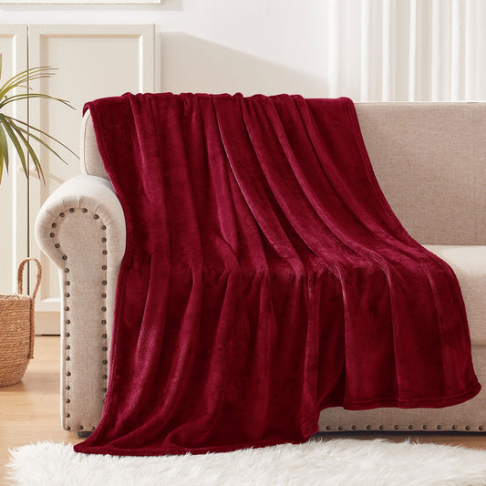 Exclusivo Mezcla Fleece Throw Blanket for Couch/Sofa/Bed,Plush Soft Blankets and Throws,Lightweight and Cozy-50" x 60" (Burgundy)