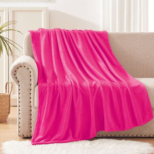 Exclusivo Mezcla Fleece Throw Blanket for Couch/Sofa/Bed,Plush Soft Blankets and Throws,Lightweight and Cozy-50" x 70" (Fuchsia)