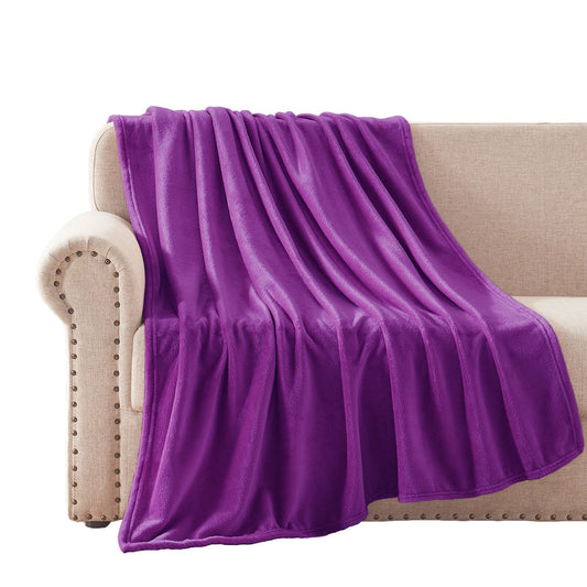 Exclusivo Mezcla Fleece Throw Blanket for Couch/Sofa/Bed,Plush Soft Blankets and Throws,Lightweight and Cozy-50" x 70" (Purple)