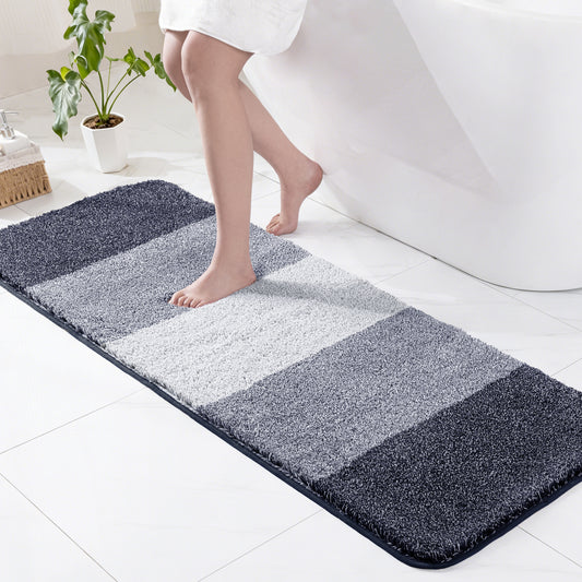 Exclusivo Mezcla Bathroom Rugs Mat 24x70, Extra Soft Non Slip Absorbent Water Microfiber Bath Rugs, Machine Washable Quick Dry Bath Mats for Bathroom Floor, Shower, Home Decor, Gradient Navy Blue