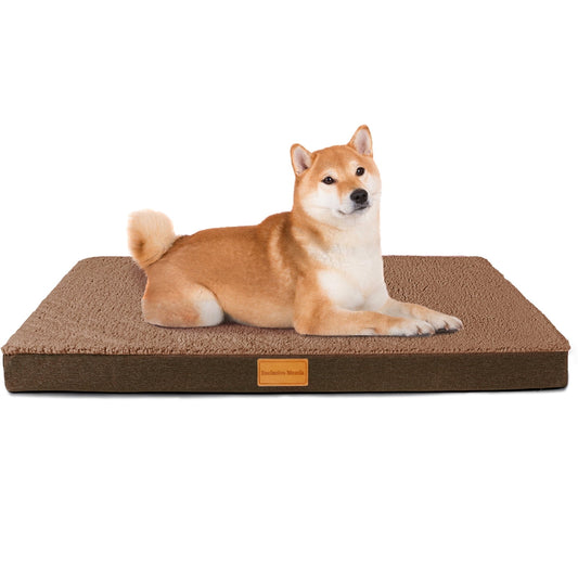 Exclusivo Mezcla Orthopedic Pet Bed for Small Dogs 20"X15", Waterproof Dog Beds with Removable Washable Cover, Brown