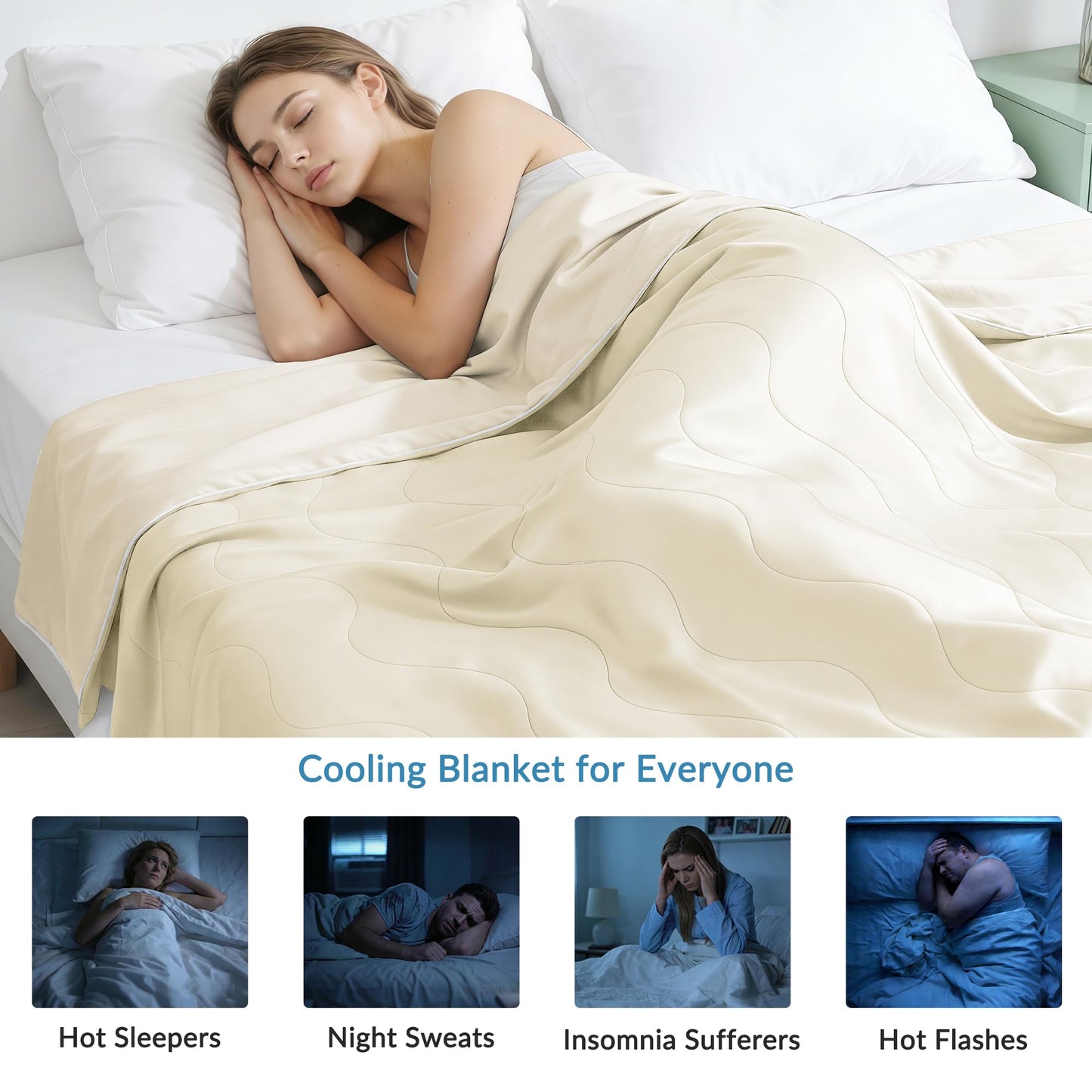 Exclusivo Mezcla Cooling Comforter King Size Brich Beige, Lightweight Summer Blanket for Hot Sleepers, Soft Breathable Cool Bedding Duvet for Night Sweats, 104"x90"
