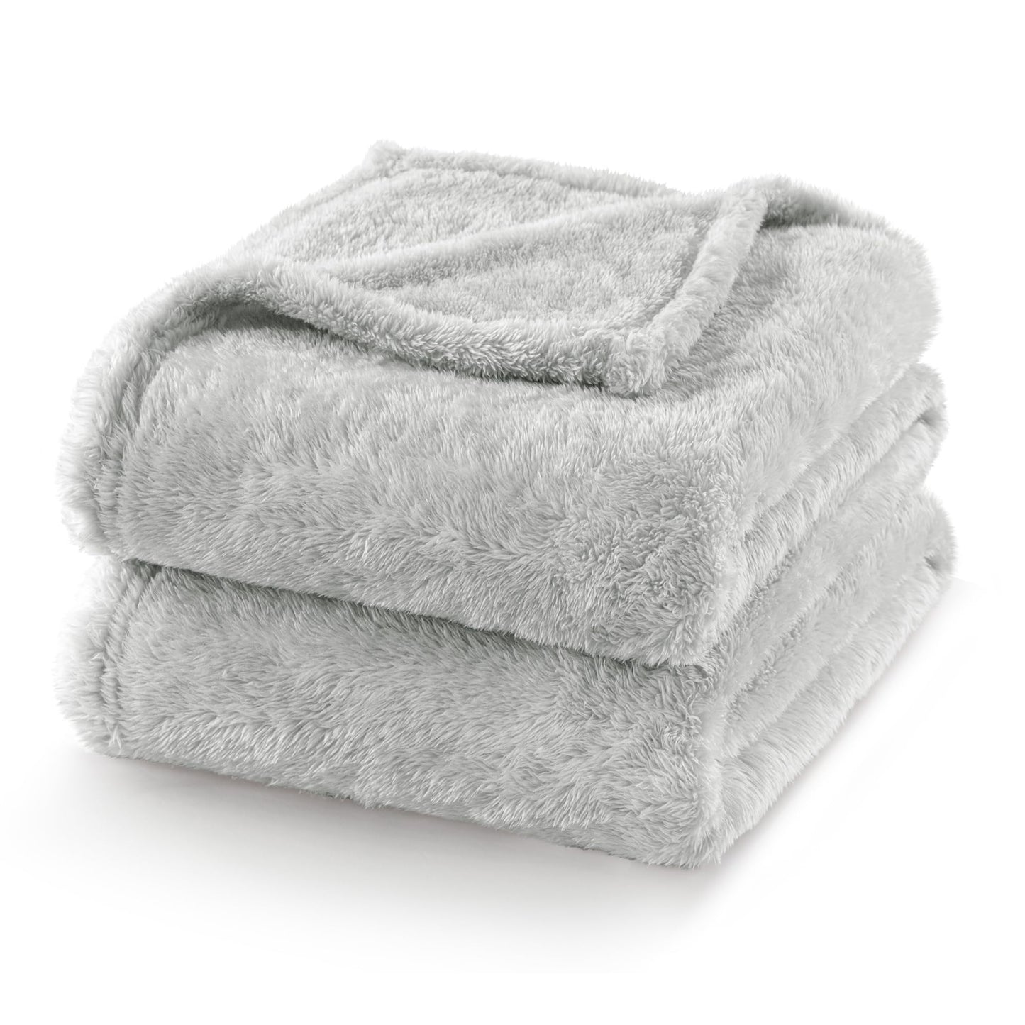 Exclusivo Mezcla Plush Fuzzy Fleece Bed Blanket King Size, Super Soft, Fluffy and Warm Blankets for Couch, Bed, All Season (Light Grey, 90x104 Inches)