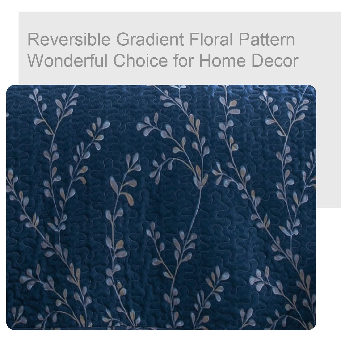 Exclusivo Mezcla Reversible Boho California King Quilt, Navy Soft Bedspreads Lightweight Coverlet All Season Flowers Quilts Bedding Set with Printed Floral Pattern (1 Quilt, 2 Pillow Shams)