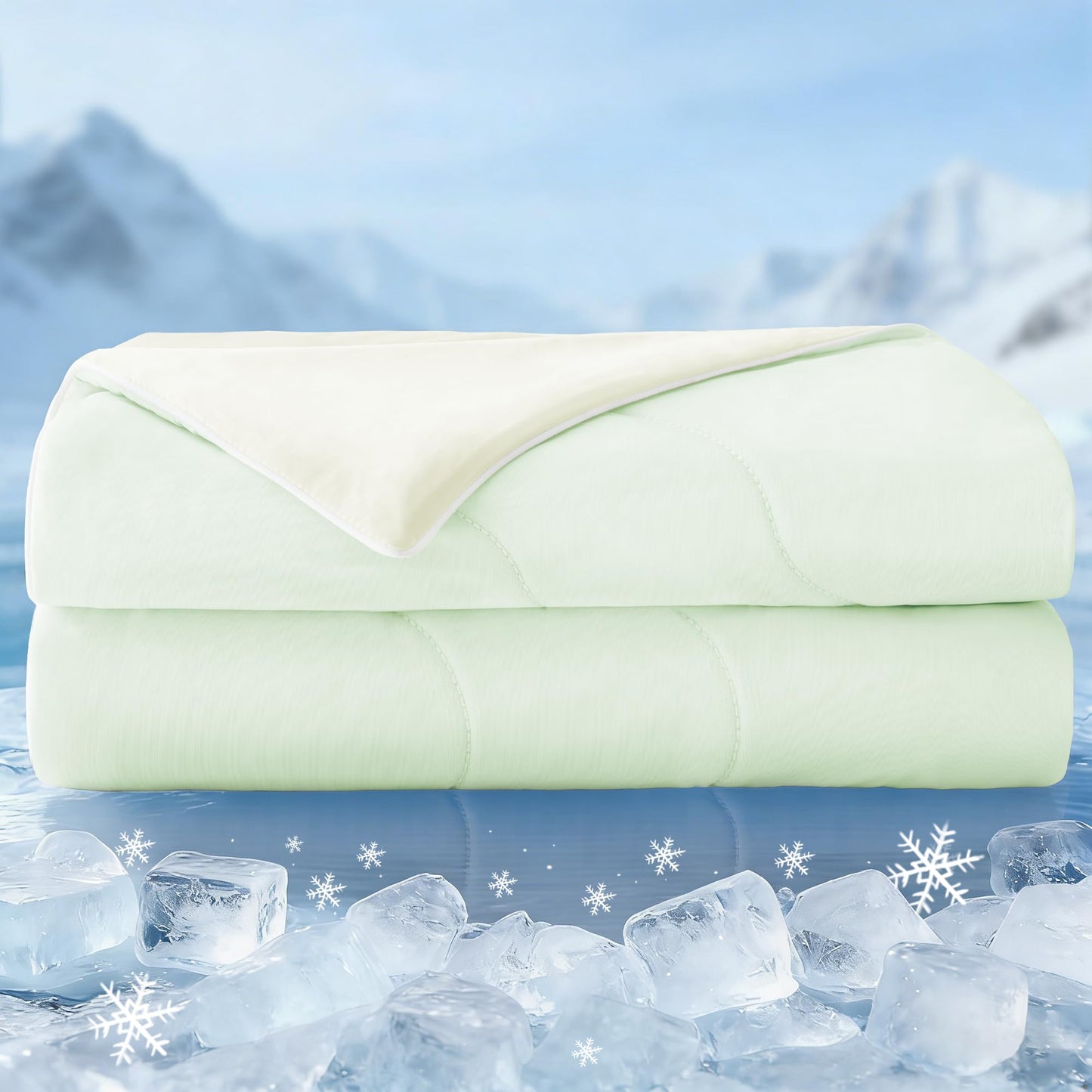 Exclusivo Mezcla Cooling Comforter King Size Sage Green, Lightweight Summer Blanket for Hot Sleepers, Soft Breathable Cool Bedding Duvet for Night Sweats, 104"x90"