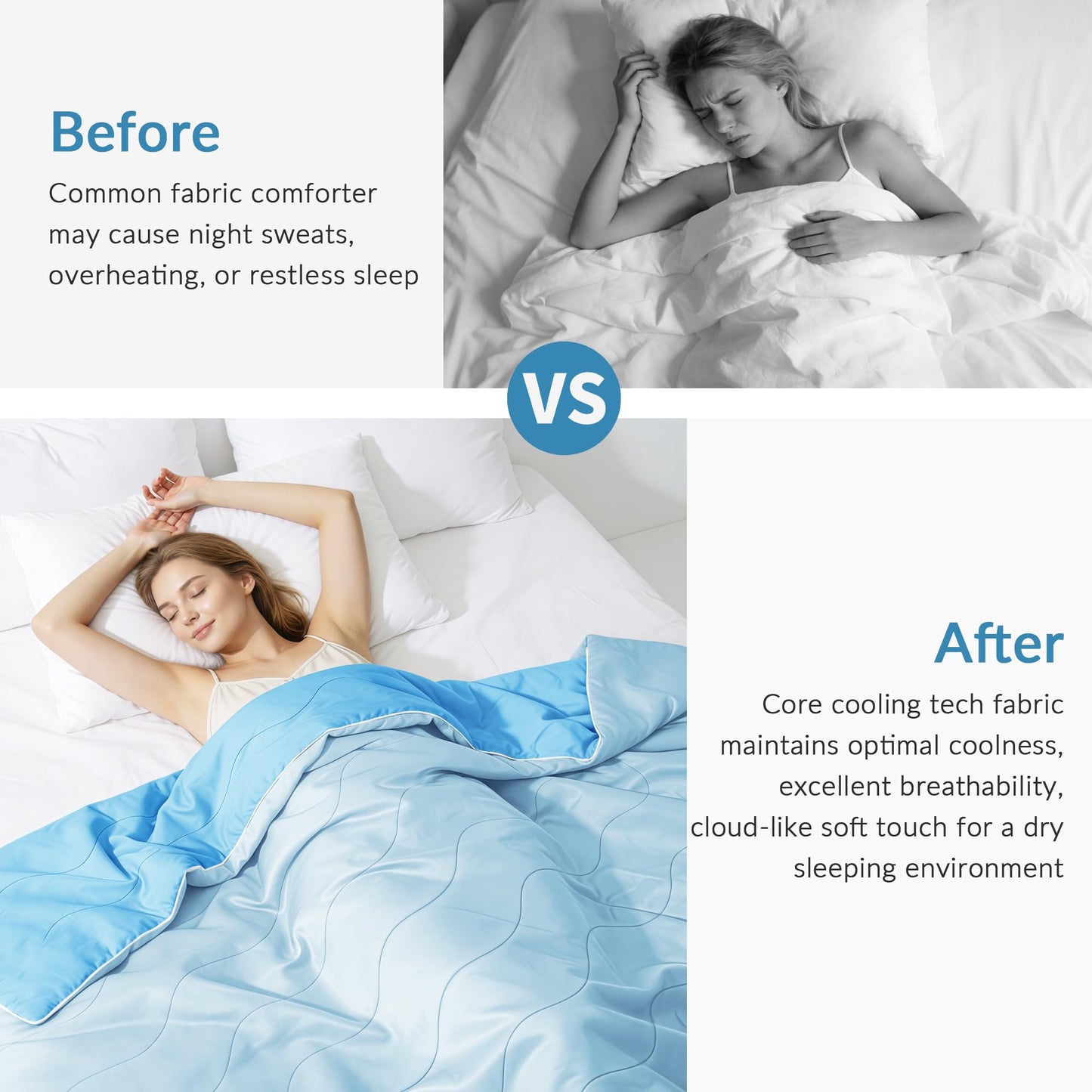 Exclusivo Mezcla Cooling Comforters Queen Size Light Blue, Lightweight Summer Blanket for Hot Sleepers, Soft Breathable Cool Bedding Duvet for Night Sweats, 90"x90"