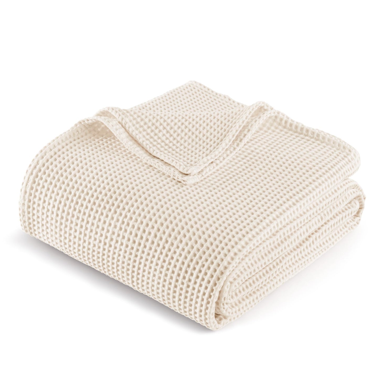 Exclusivo Mezcla 100% Cotton Waffle Weave Throw Blanket, Soft, Lightweight and Breathable Muslin Gauze Blanket for Couch, Sofa, All Season, 50"x70", Beige