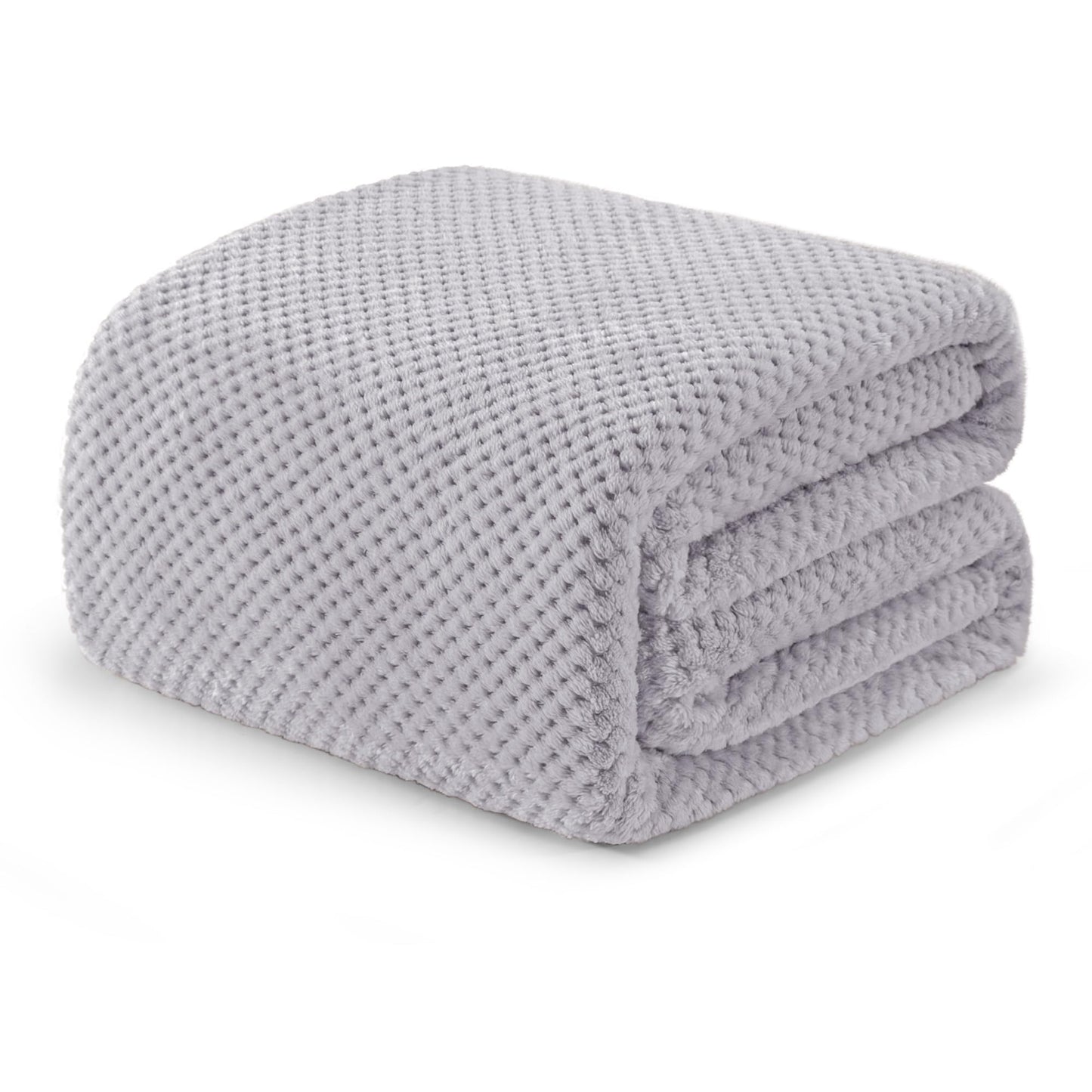 Exclusivo Mezcla Fleece Bed Blanket Twin Size, Super Soft and Warm Blankets for Couch, Sofa and Bed Waffle Textured, Cozy, Fuzzy and Lightweight (Light Grey, 60x80 inches)