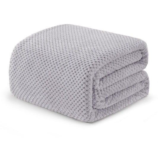 Exclusivo Mezcla Fleece Bed Blanket Twin Size, Super Soft and Warm Blankets for Couch, Sofa and Bed Waffle Textured, Cozy, Fuzzy and Lightweight (Light Grey, 60x80 inches)