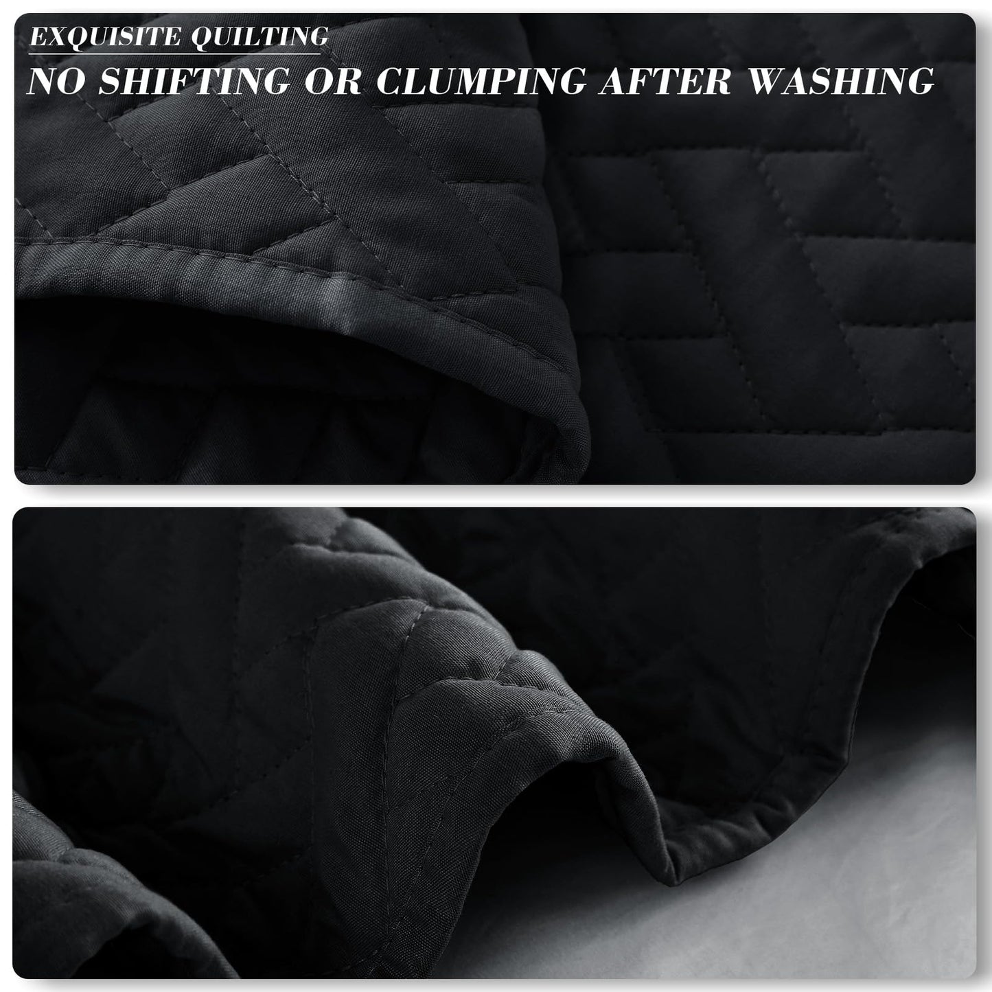 Exclusivo Mezcla 3-Piece Queen Size Quilt Set with Pillow Shams, Basket Quilted Bedspread/Coverlet/Bed Cover(96x90 inches, Black)-Soft, Lightweight and Reversible