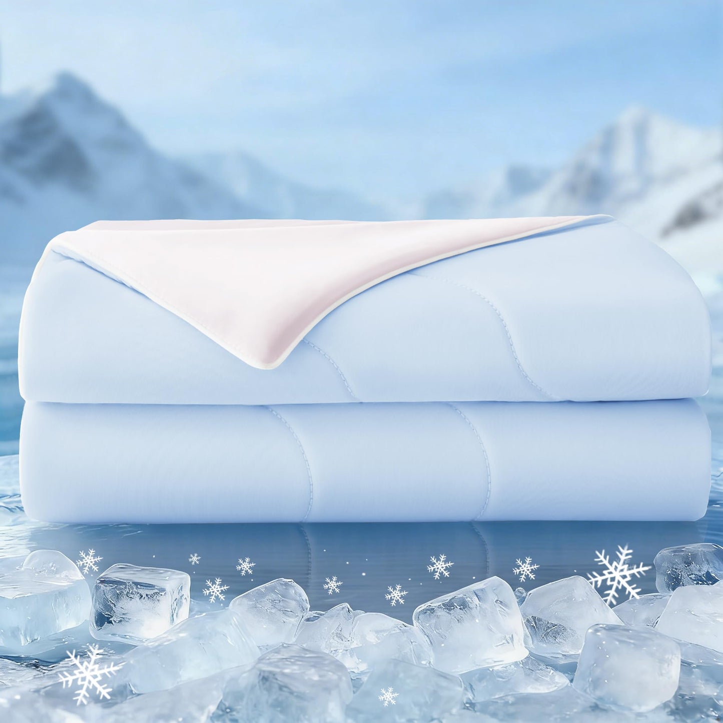 Exclusivo Mezcla Cooling Comforter California King Size Light Blue, Lightweight Summer Blanket for Hot Sleepers, Soft Breathable Cool Bedding Duvet for Night Sweats, 108"x90"