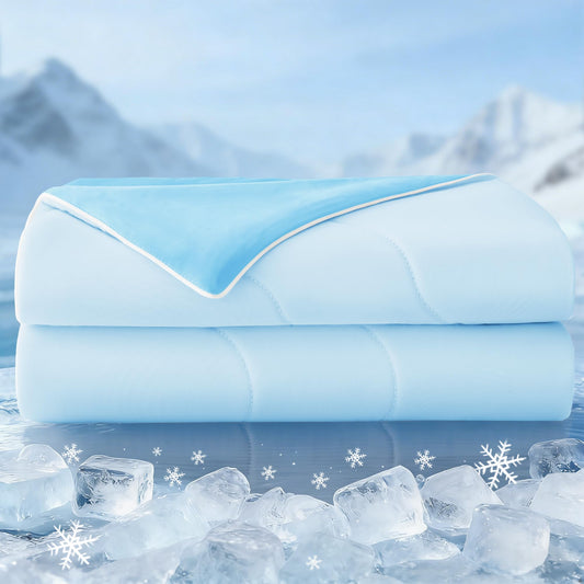 Exclusivo Mezcla Cooling Comforter King Size Light Blue, Lightweight Summer Blanket for Hot Sleepers, Soft Breathable Cool Bedding Duvet for Night Sweats, 104"x90"