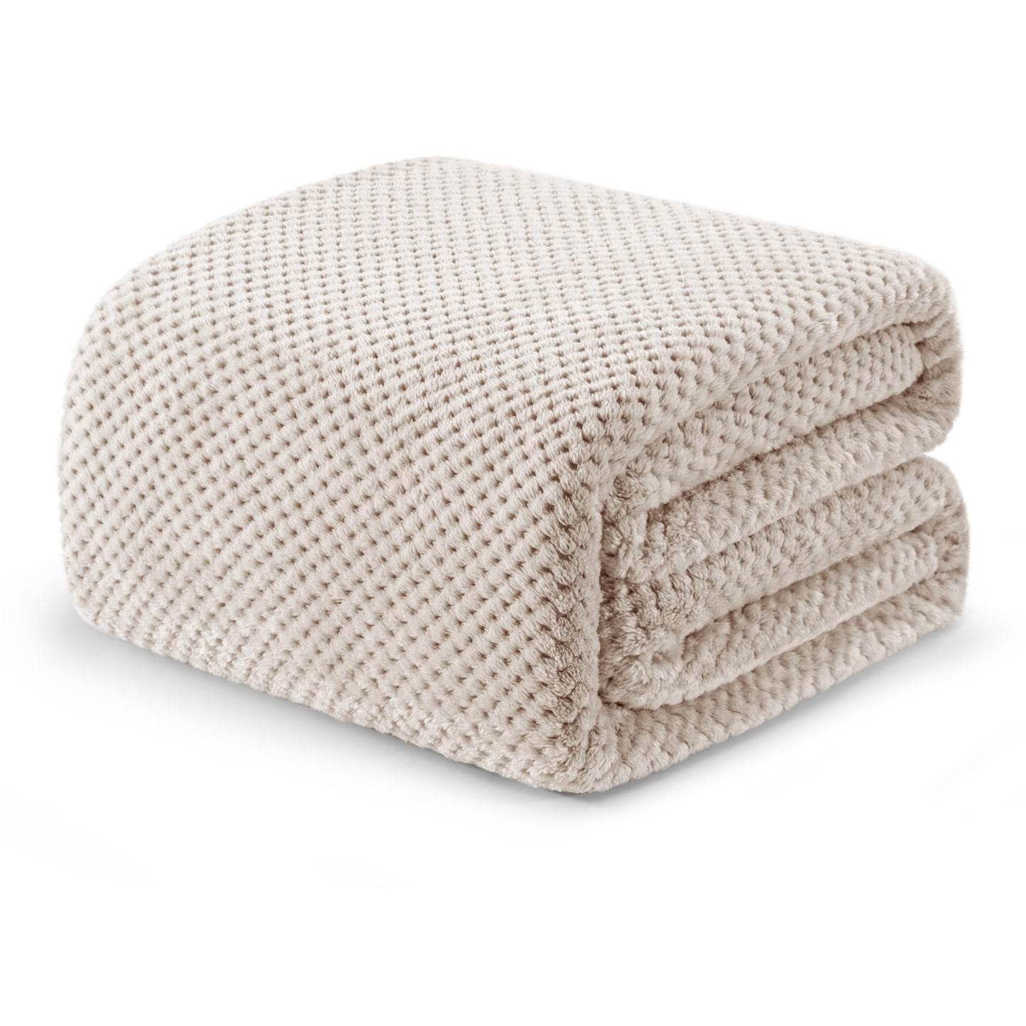 Exclusivo Mezcla Fleece Bed Blanket Twin Size, Super Soft and Warm Blankets for Couch, Sofa and Bed Waffle Textured, Cozy, Fuzzy and Lightweight (Tan, 60x80 Inches)