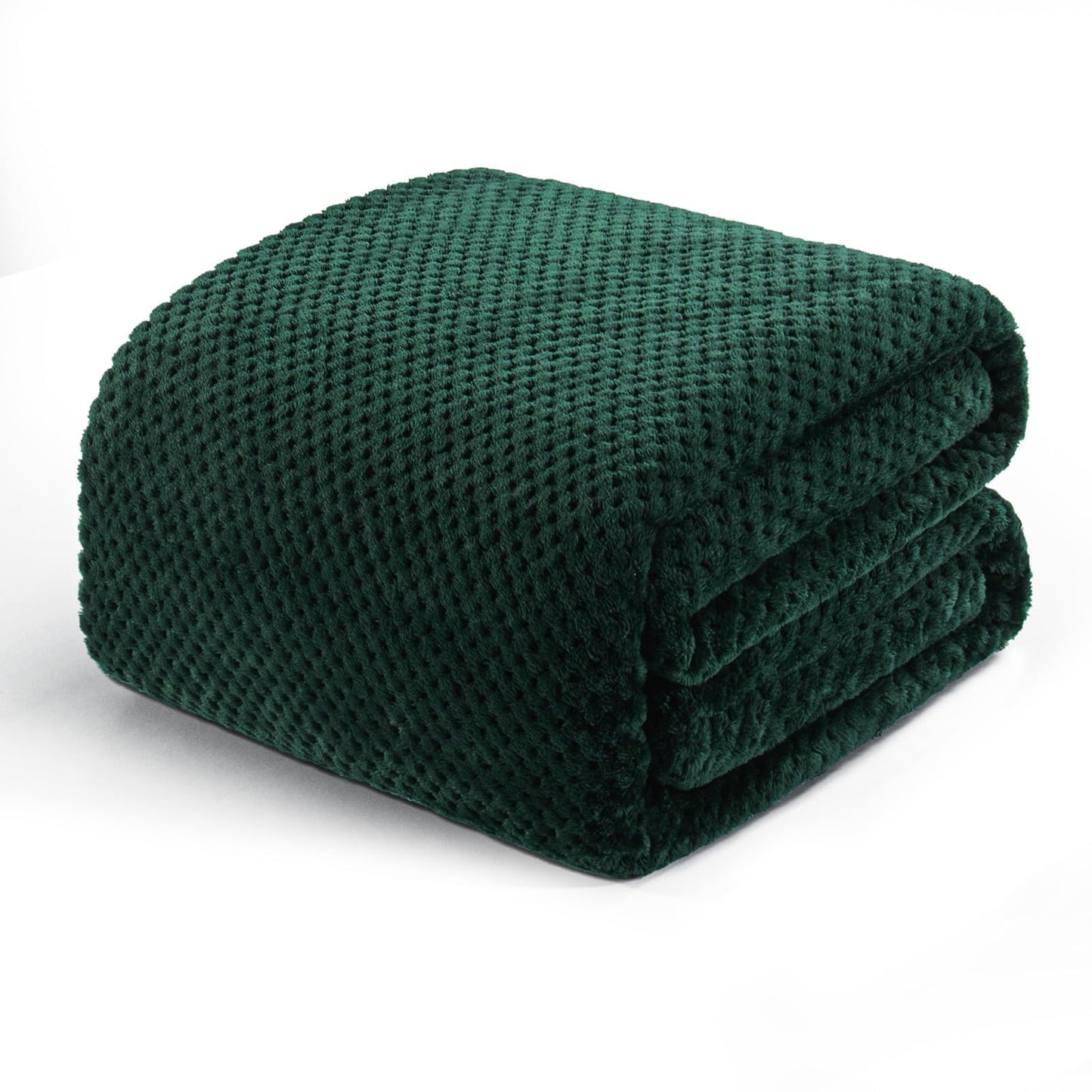 Exclusivo Mezcla Fleece Bed Blanket Twin Size, Super Soft and Warm Blankets for Couch, Sofa and Bed Waffle Textured, Cozy, Fuzzy and Lightweight (Forest Green, 60x80 inches)
