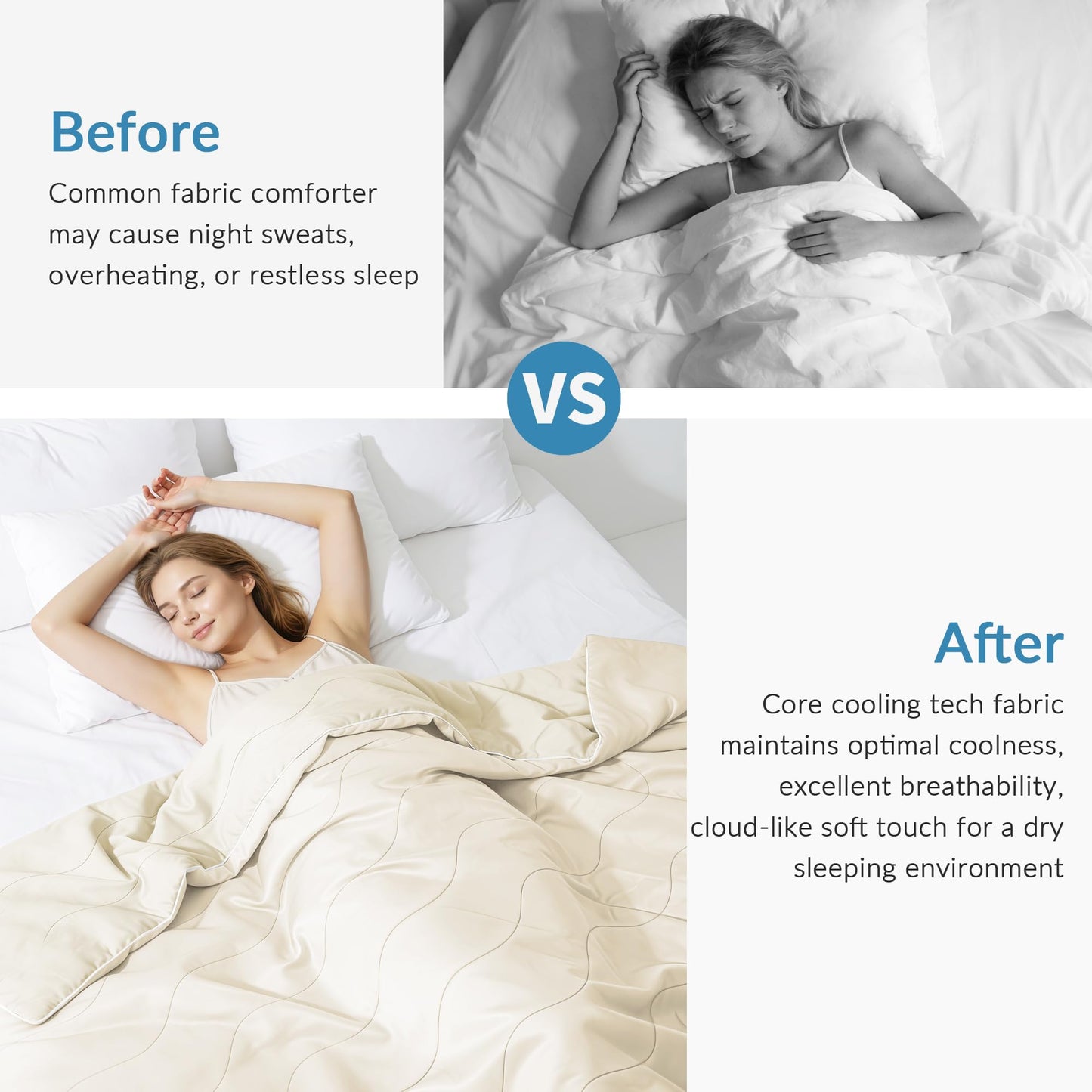 Exclusivo Mezcla Cooling Comforter Twin Size Brich Beige, Lightweight Summer Blanket for Hot Sleepers, Soft Breathable Cool Bedding Duvet for Night Sweats, 68"x88"