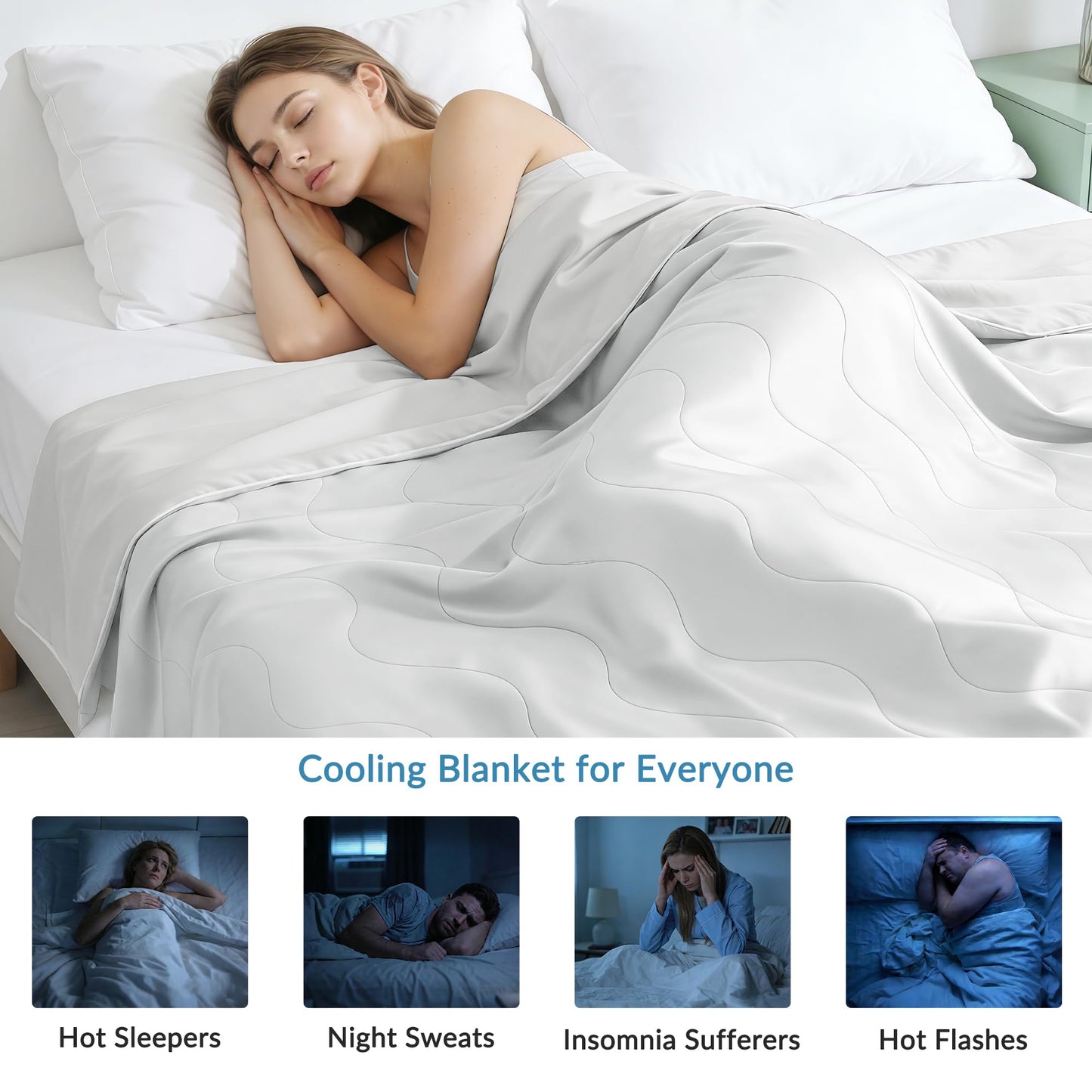 Exclusivo Mezcla Cooling Comforters Queen Size Light Grey, Lightweight Summer Blanket for Hot Sleepers, Soft Breathable Cool Bedding Duvet for Night Sweats, 90"x90"