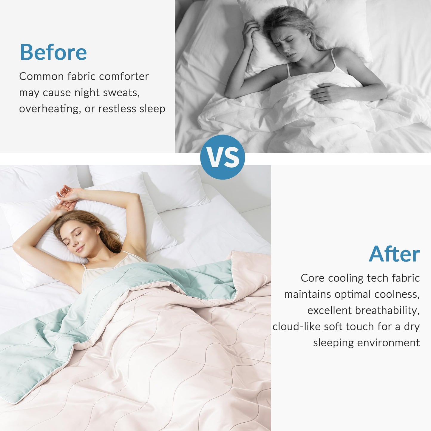 Exclusivo Mezcla Cooling Comforter King Size Blush Pink, Lightweight Summer Blanket for Hot Sleepers, Soft Breathable Cool Bedding Duvet for Night Sweats, 104"x90"