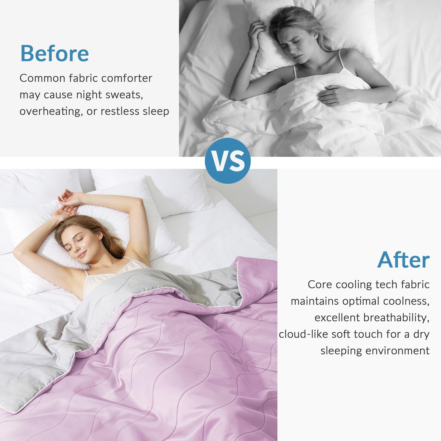 Exclusivo Mezcla Cooling Comforter Twin Size Lilac, Lightweight Summer Blanket for Hot Sleepers, Soft Breathable Cool Bedding Duvet for Night Sweats, 68"x88"