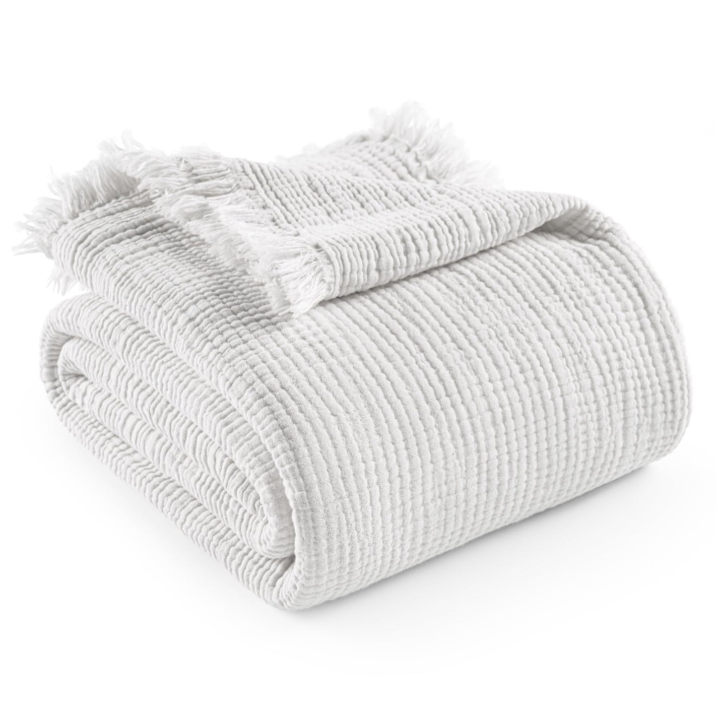 Exclusivo Mezcla 100% Cotton Muslin Twin Size Blanket 330 GSM, 6 Layers Breathable and Lightweight Gauze Blankets for Bed, Soft Bedspread, 60"x80", Light Grey