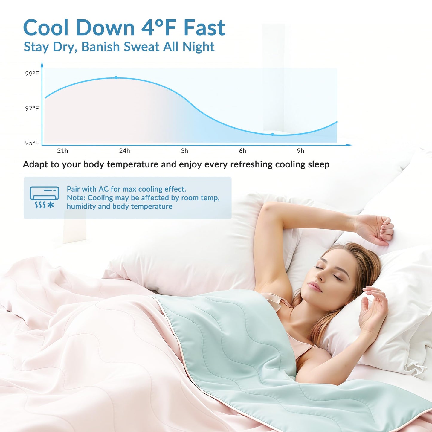 Exclusivo Mezcla Cooling Comforters Queen Size Blush Pink, Lightweight Summer Blanket for Hot Sleepers, Soft Breathable Cool Bedding Duvet for Night Sweats, 90"x90"