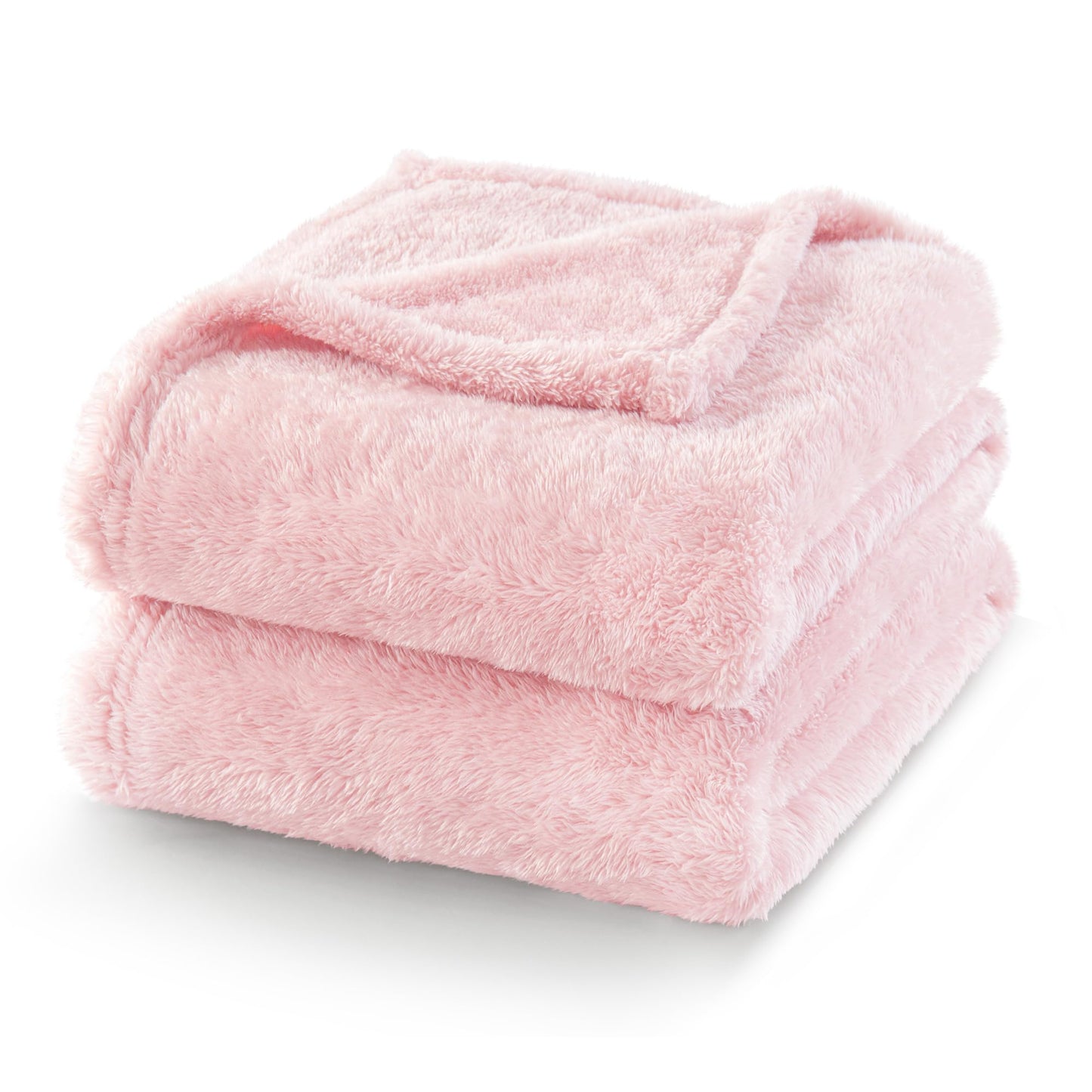 Exclusivo Mezcla Plush Fuzzy Fleece Bed Blanket King Size, Super Soft, Fluffy and Warm Blankets for Couch, Bed, All Season (Light Pink, 90x104 Inches)