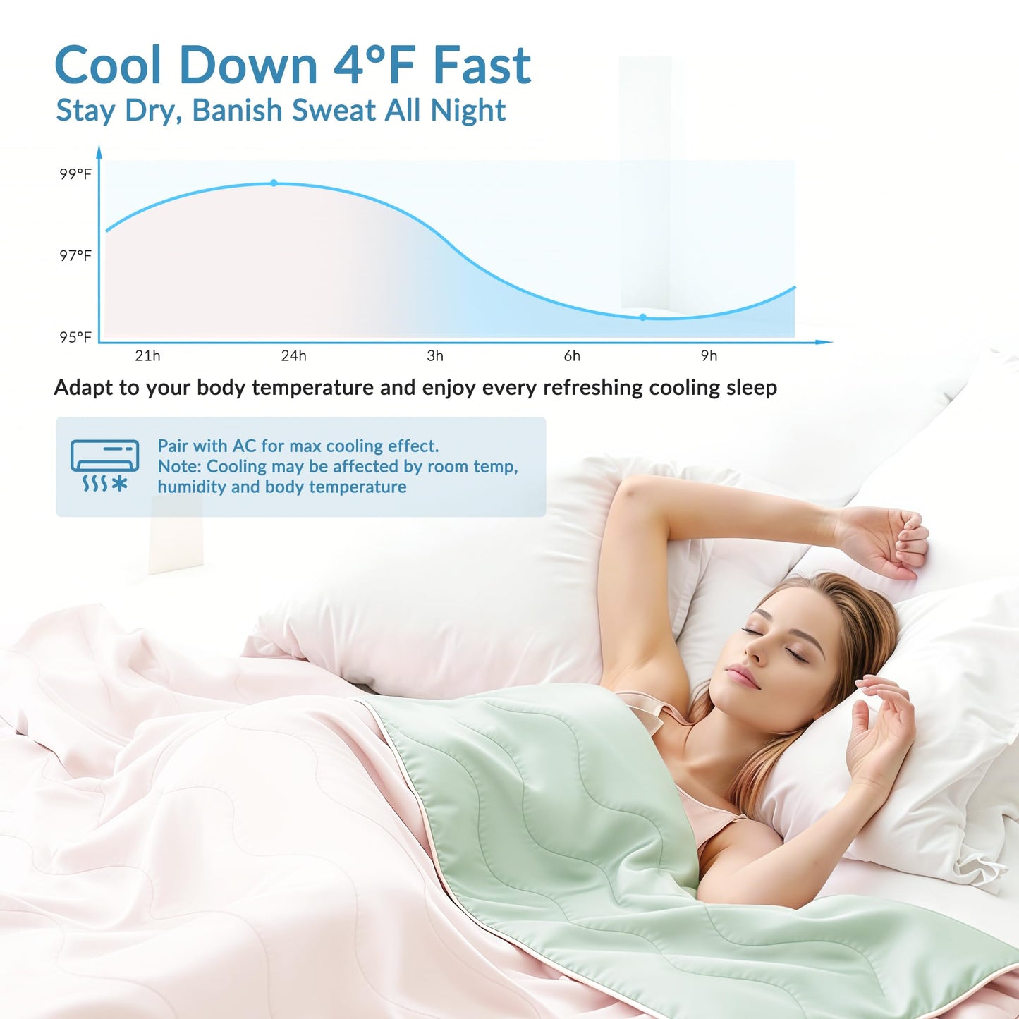 Exclusivo Mezcla Cooling Comforter California King Size Blush Pink, Lightweight Summer Blanket for Hot Sleepers, Soft Breathable Cool Bedding Duvet for Night Sweats, 108"x90"