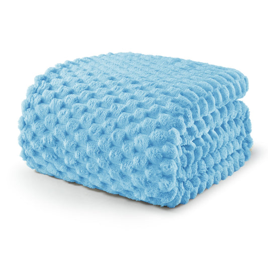 Exclusivo Mezcla Fleece Queen Blanket for Bed, Extra Large Fuzzy Blue Bed Blankets, Soft Cozy Plush Sofa Throws for All Seasons, 90x90 Inches