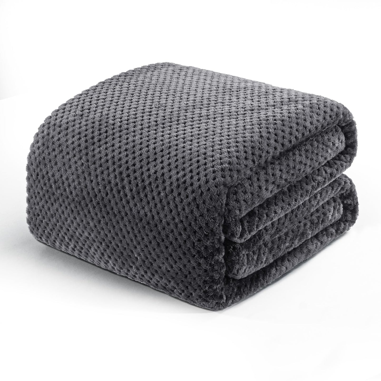 Exclusivo Mezcla Fleece Bed Blanket Twin Size, Super Soft and Warm Blankets for Couch, Sofa and Bed Waffle Textured, Cozy, Fuzzy and Lightweight (Dark Grey, 60x80 inches)