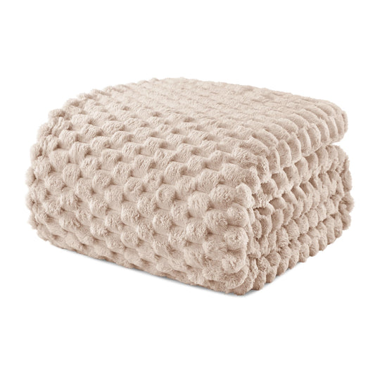 Exclusivo Mezcla Fleece California King Blanket for Bed, Oversized Fuzzy Camel Bed Blankets, Soft Cozy Plush Sofa Throws for All Seasons, 120x120 Inches