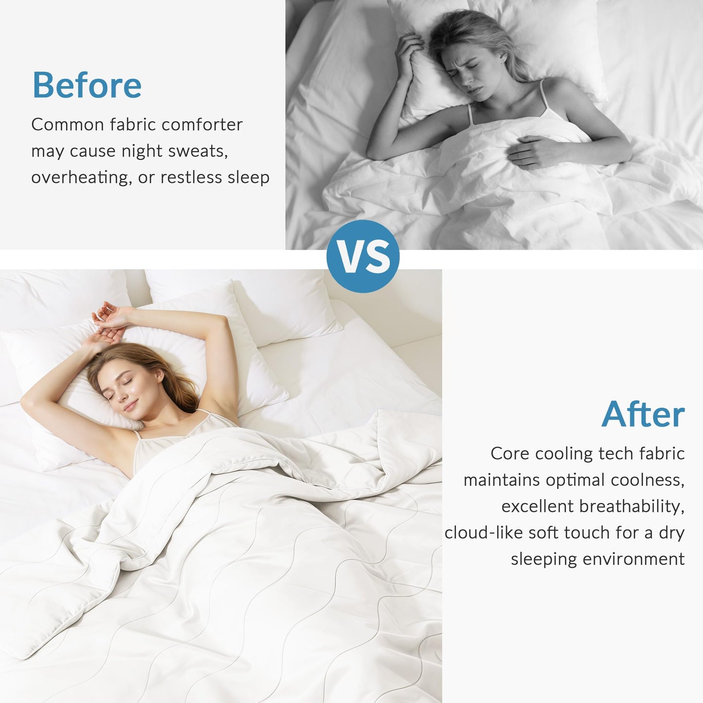 Exclusivo Mezcla Cooling Comforter King Size White, Lightweight Summer Blanket for Hot Sleepers, Soft Breathable Cool Bedding Duvet for Night Sweats, 104"x90"