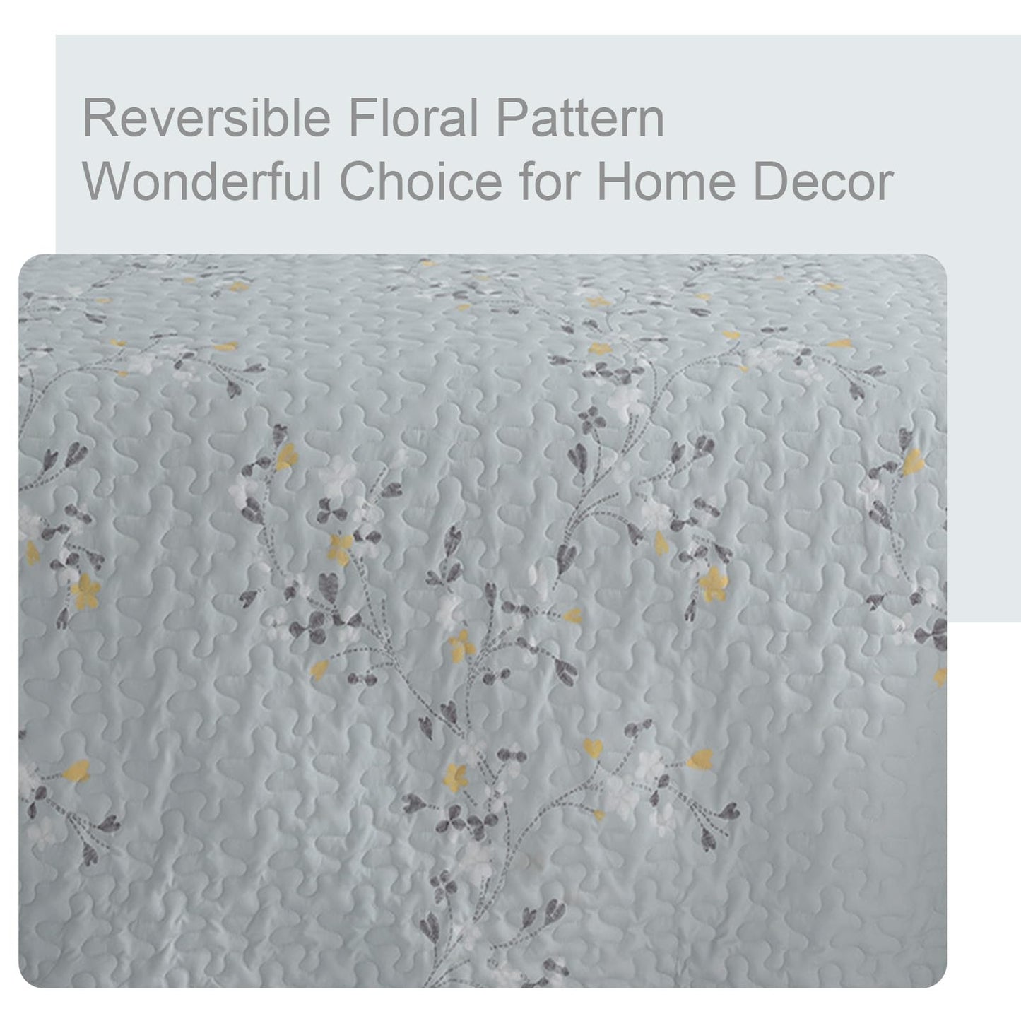 Exclusivo Mezcla Microfiber Queen Size Quilt Set for All Seasons, 3 Piece Flower Pattern Bedspread/Coverlet/Bedding Set with 2 Shams, Lightweight and Soft, (96"x92", Light Blue)