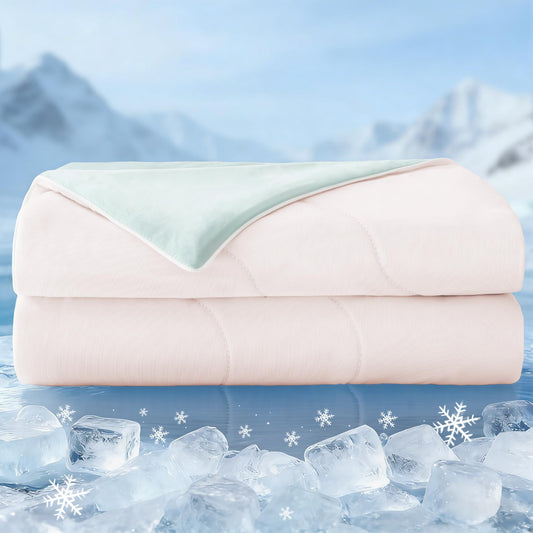 Exclusivo Mezcla Cooling Comforter Twin Size Blush Pink, Lightweight Summer Blanket for Hot Sleepers, Soft Breathable Cool Bedding Duvet for Night Sweats, 68"x88"