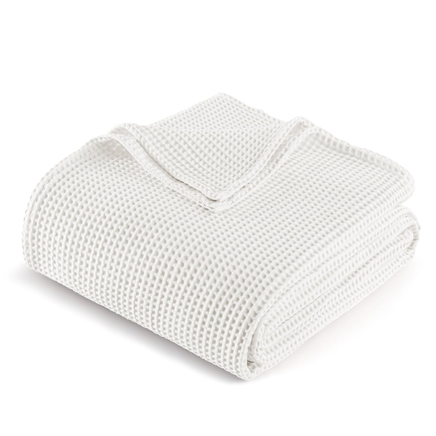 Exclusivo Mezcla 100% Cotton Waffle Weave Throw Blanket, Soft, Lightweight and Breathable Muslin Gauze Blanket for Couch, Sofa, All Season, 50"x70", White