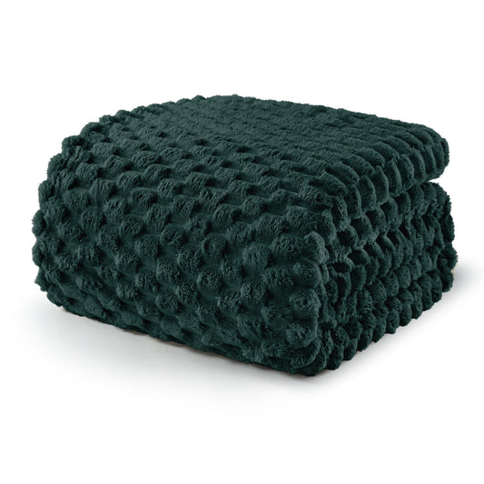 Exclusivo Mezcla Fleece California King Blanket for Bed, Oversized Fuzzy Forest Green Bed Blankets, Soft Cozy Plush Sofa Throws for All Seasons, 120x120 Inches