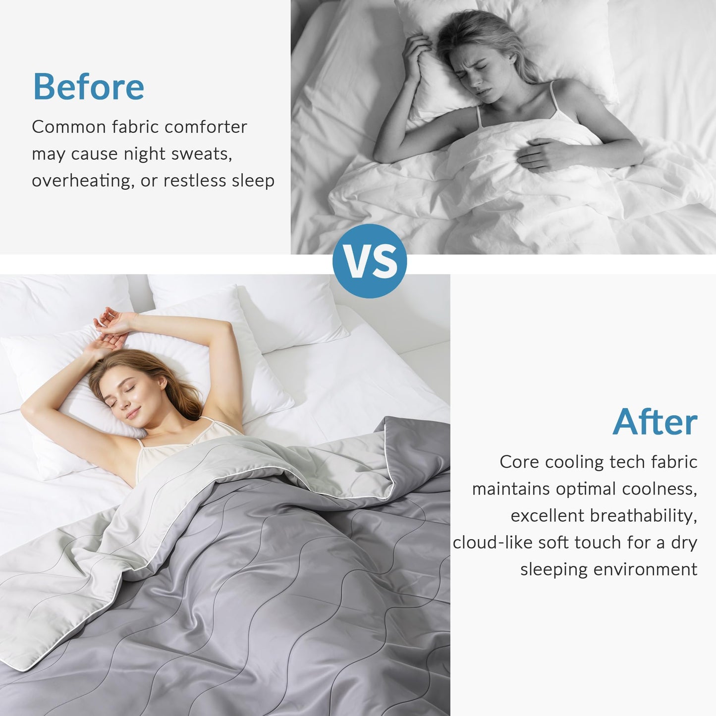 Exclusivo Mezcla Cooling Comforters Queen Size Grey, Lightweight Summer Blanket for Hot Sleepers, Soft Breathable Cool Bedding Duvet for Night Sweats, 90"x90"