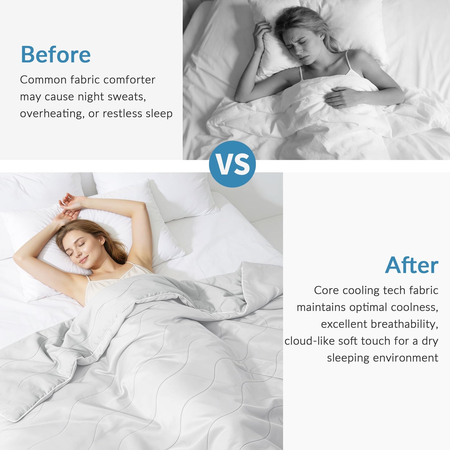 Exclusivo Mezcla Cooling Comforter Twin Size Light Grey, Lightweight Summer Blanket for Hot Sleepers, Soft Breathable Cool Bedding Duvet for Night Sweats, 68"x88"