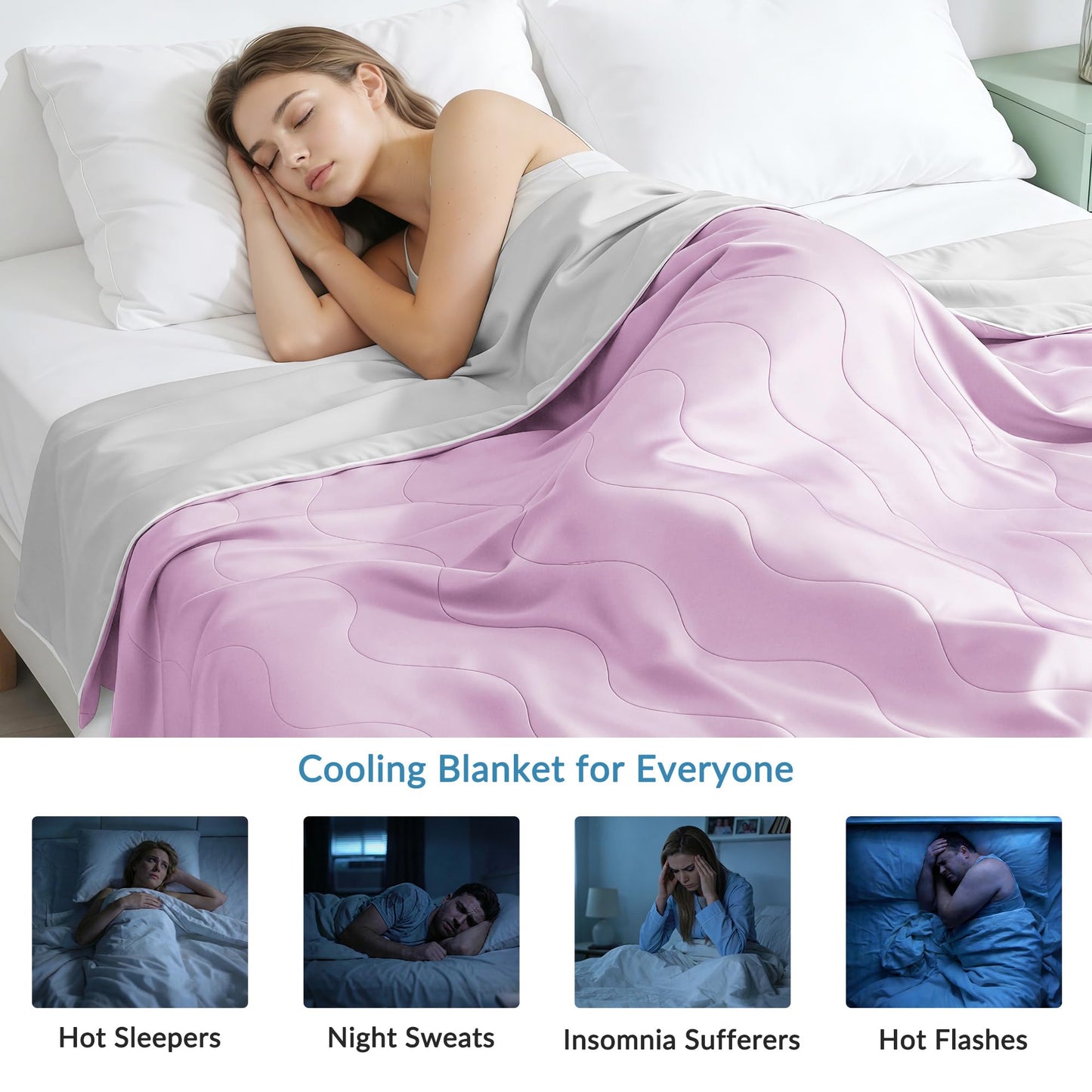 Exclusivo Mezcla Cooling Comforters Queen Size Lilac, Lightweight Summer Blanket for Hot Sleepers, Soft Breathable Cool Bedding Duvet for Night Sweats, 90"x90"