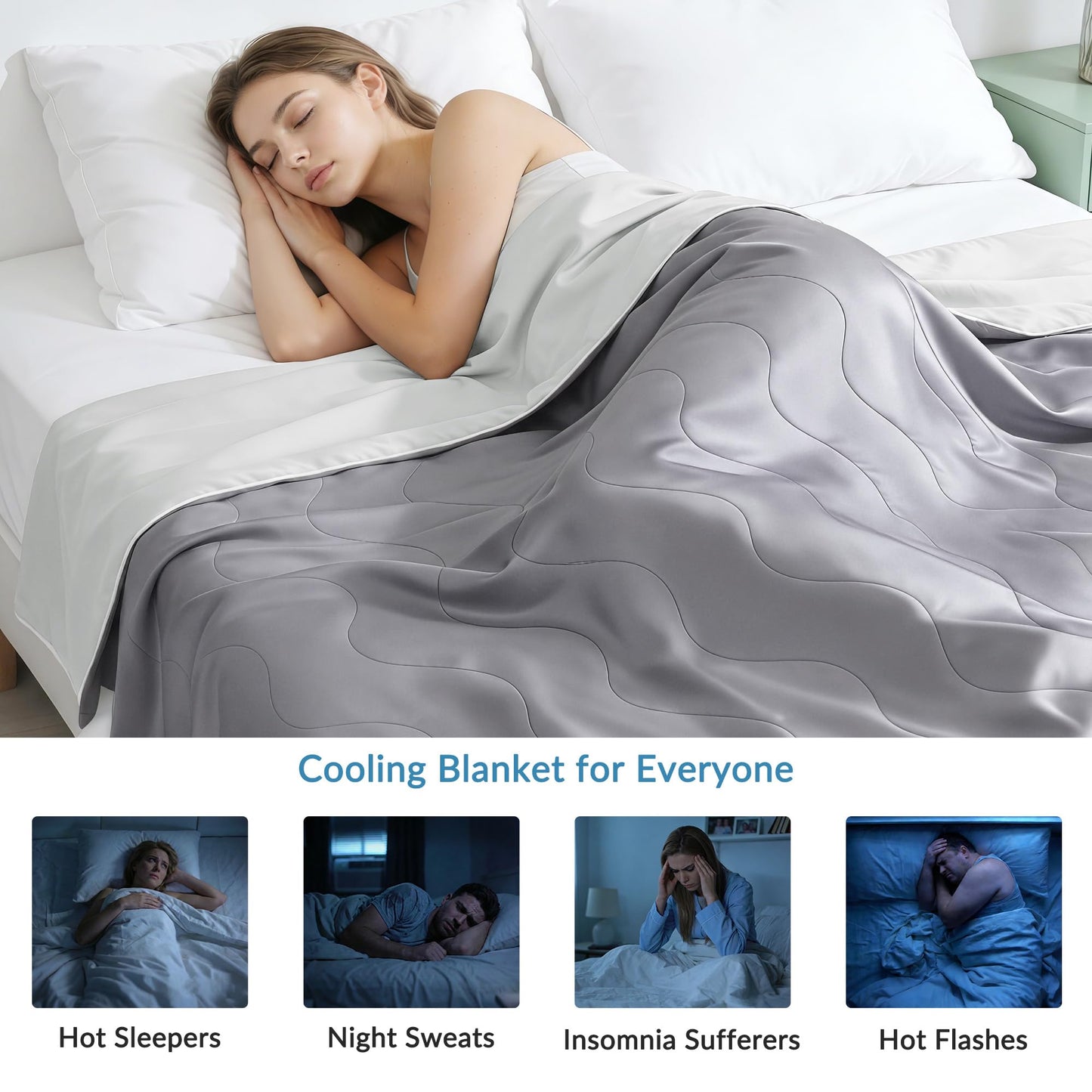 Exclusivo Mezcla Cooling Comforter Twin Size Grey, Lightweight Summer Blanket for Hot Sleepers, Soft Breathable Cool Bedding Duvet for Night Sweats, 68"x88"