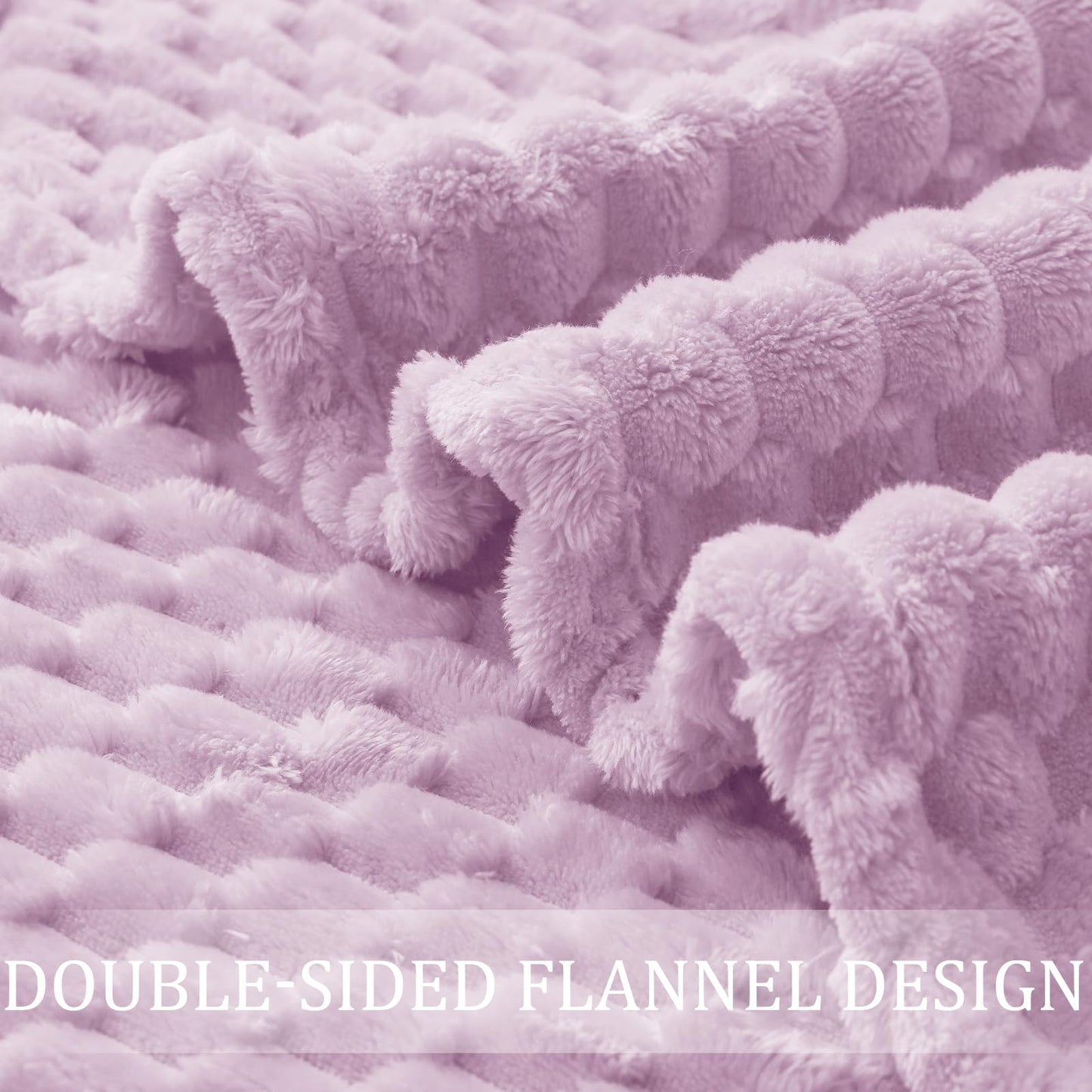 Exclusivo Mezcla Fleece Throw Blanket for Couch, Extra Large Fuzzy Lilac Purple Bed Blankets, Soft Cozy Plush Sofa Throws for All Seasons, 50x70 Inches