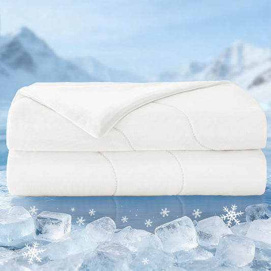 Exclusivo Mezcla Cooling Comforter Twin Size White, Lightweight Summer Blanket for Hot Sleepers, Soft Breathable Cool Bedding Duvet for Night Sweats, 68"x88"